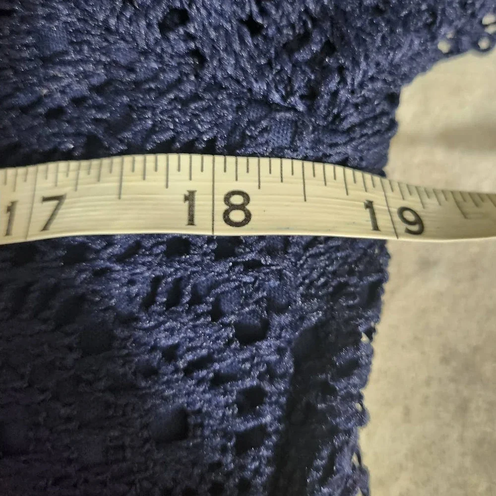 CHICO'S Short Lace Dress Midnight Navy Blue Shift sz 0 / S - Picture 8 of 10